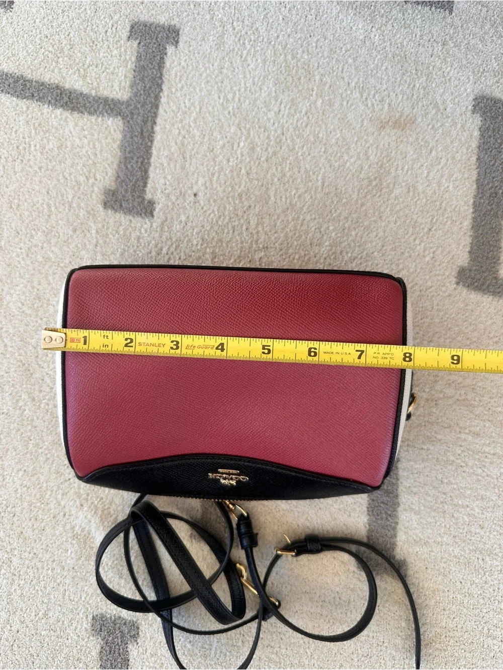 COACH Pink and Black Leather Crossbody with Gold Logo